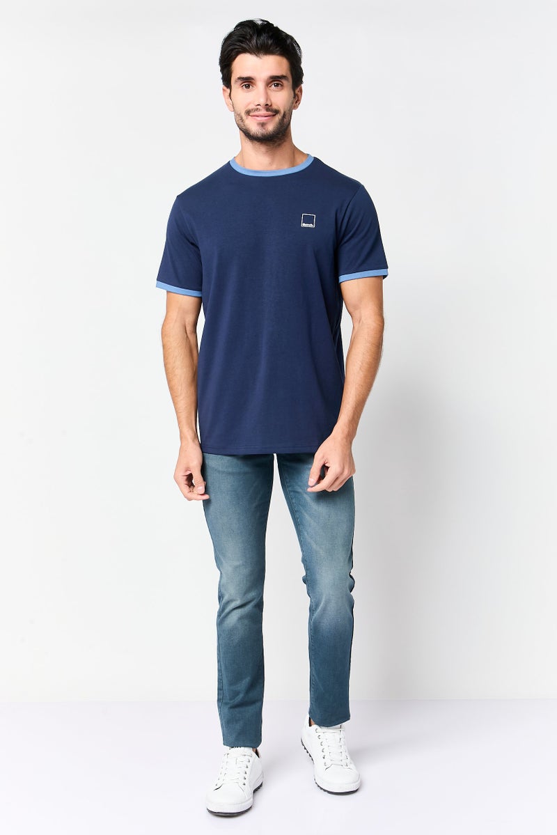 Bench Men Crew Neck Short Sleeve Brand Logo T-Shirt, Navy - Image 2